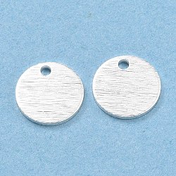 Brass Charms, Flat Round, 925 Sterling Silver Plated, 8x1mm, Hole: 1.2mm(KK-Y003-06F-S)