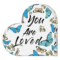 Acrylic Decoration, for Home, Living Room and Bedroom, Heart with Word, Butterfly Pattern, 150x150x10mm(DIY-WH0348-011)