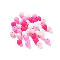 Round Food Grade Eco-Friendly Silicone Focal Beads, Chewing Beads For Teethers, DIY Nursing Necklaces Making, Hot Pink, 12mm, Hole: 2.5mm, 4 colors, 10pcs/color, 40pcs/bag(SIL-F003-01F)