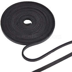Flat Cowhide Leather Cord, for Jewelry Making, Black, 8x4mm(WL-GF0001-10C-02)