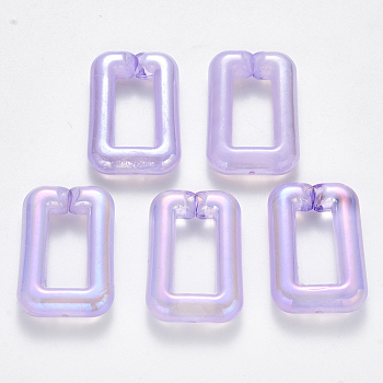 Transparent Acrylic Linking Rings, Quick Link Connectors, For Jewelry Chains Making, AB Color Plated, Imitation Gemstone Style, Rectangle, Lilac, 30x20x6.5mm, Inner Diameter: 18x8mm