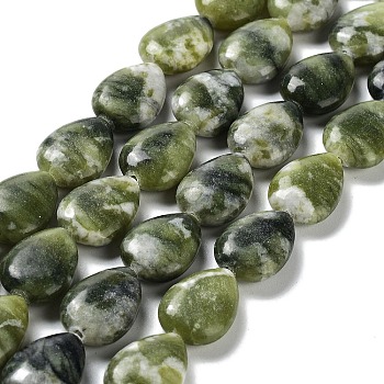 Natural Teardrop Xinyi Jade/Chinese Southern Jade Beads Strands, 17.5~18x13x6mm, Hole: 1.2mm, about 22pcs/strand, 15.24 inch(38.7cm)