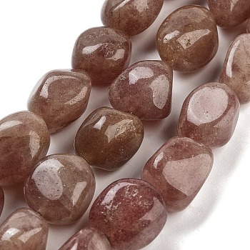 Natural Strawberry Quartz Beads Strands, Nuggets, Tumbled Stone, 16~21x14~18x9.5~14mm, Hole: 0.8mm, about 22~23pcs/strand, 15.75''~16.14''(40~41cm)
