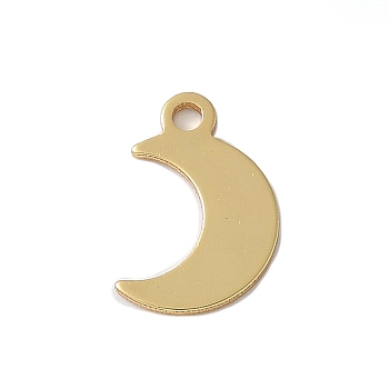 925 Sterling Silver Moon Charms, Golden, 11x7x0.8mm, Hole: 1.2mm