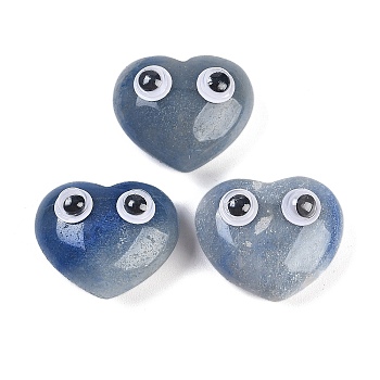 Natural Blue Aventurine Figurines, with Resin Eye, for Home Office Desktop Feng Shui Ornament, Heart, 20x24x12mm