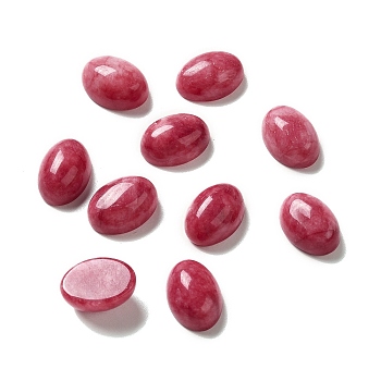 Dyed Natural Jade Cabochons, Oval, Crimson, 10x14x5~7mm