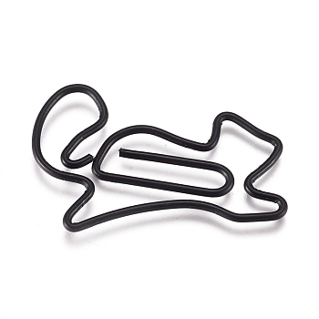 Squirrel Shape Iron Paperclips, Cute Paper Clips, Funny Bookmark Marking Clips, Black, 21x34x1mm