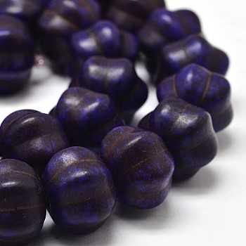 Dyed Synthetic Turquoise Bead Strands, Pumpkin, Midnight Blue, 12x8mm, Hole: 1mm, about 868pcs/1000g