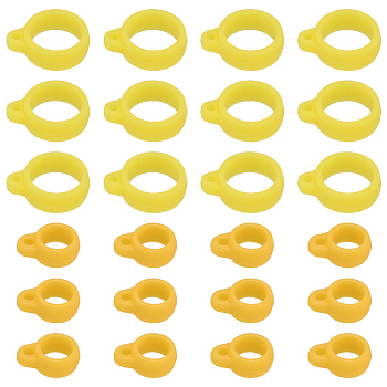 60Pcs 2 Style Silicone Pendant, for Electronic stylus & Lighter Making, Ring, Yellow, 16x12~13x6mm, Hole: 2.5mm, 8mm inner diameter, 30pcs/style