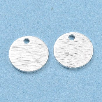 Brass Charms, Flat Round, 925 Sterling Silver Plated, 8x1mm, Hole: 1.2mm