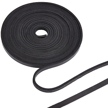Flat Cowhide Leather Cord, for Jewelry Making, Black, 8x4mm
