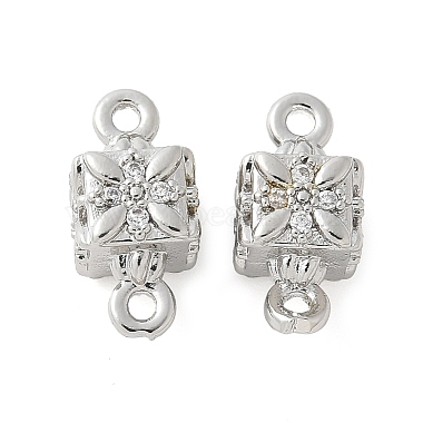 Platinum Clear Cube Brass+Cubic Zirconia Links