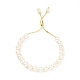 bracelet coulissant en perles de coquillage avec chaîne serpent en laiton(X-BJEW-B066-01B-02)-1
