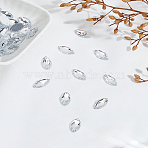50Pcs Sew on Rhinestone, Taiwan Acrylic Rhinestone, Two Holes, Garment Accessories, Faceted, Horse Eye, Clear, 15x7x3.5mm, Hole: 1mm(ACRT-LP0001-02)