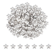 5-Petal Flower Smooth Surface 304 Stainless Steel Bead Caps, Stainless Steel Color, 7x7x2mm, Hole: 1mm, 200pcs/box(STAS-UN0042-48)