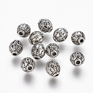 Tibetan Style Alloy Beads, Lead Free & Nickel Free & Cadmium Free, Round, Antique Silver, 6mm, Hole: 1.5mm(LF0814Y-NF)