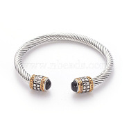 304 Stainless Steel Cuff Bangles, Torque Bangles, with Resin, Golden & Stainless Steel Color, 2-3/8 inch(5.9cm)(BJEW-L642-25MP)