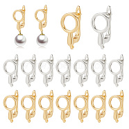 20Pcs 2 Colors Brass Huggie Hoop Earring Findings, with Horizontal Loop, Hollow Magnifying Glass Shape, Platinum & Golden, 19x9x10.5mm, Hole: 1.6mm, Pin: 0.8mm, 10Pcs/color(KK-AR0003-04)