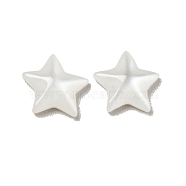 Resin Cabochons, Pearlized, Imitation Cat Eye, Star, Floral White, 6x6.5x2mm(CRES-D003-07)