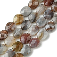 Natural Botswana Agate Beads Strands, Faceted, Flat Oval, 11x8.5x5mm, Hole: 0.9mm, about 39pcs/strand, 15.98''(40.6cm)(G-H004-B02-02)