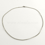304 Stainless Steel Curb Chain Necklaces, Stainless Steel Color, 20 inch(50.8cm)(NJEW-R223-04)