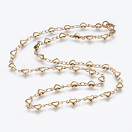 304 Stainless Steel Chain Necklaces, with Lobster Claw Clasps, Ion Plating (IP), Heart, Golden, 17.3  inch~17.9 inch(44~45.5cm)(STAS-P164-21G)