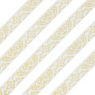 Ethnic Style Embroidery Polycotton Ribbons, Jacquard Ribbon, Tyrolean Ribbon, with Flower Pattern, Garment Accessories, White, 3/4 inch(20.5mm), about 20yard/card(OCOR-WH0066-22B)