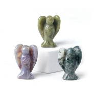 Natural Indian Agate Carved Healing Angel Figurines, Reiki Energy Stone Display Decorations, 28x18mm(PW-WG73241-03)