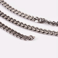 Iron Cuban Link Chains, Chunky Chains, Unwelded, with Spool, Oval, Gunmetal, 4.5x3x1mm, about 164.04 Feet(50m)/roll(CH-R013-4.5x3mm-B)