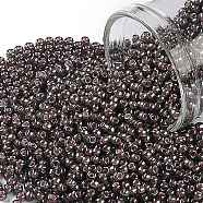 TOHO Round Seed Beads, Japanese Seed Beads, (367) Inside Color Luster Black Diamond/Pink Lined, 11/0, 2.2mm, Hole: 0.8mm, about 1110pcs/10g(X-SEED-TR11-0367)