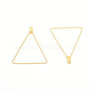 Stainless Steel Wire Pendants, Hoop Earring Findings, Triangle, Golden, 24 Gauge, 49x34.5x0.5mm, Hole: 1.2mm(STAS-TAC0002-37G)