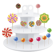 3-Tier Assemblable Plastic Lollipop Display Stands, Cake Pop Display Holder for Baby Showers, Birthday Party, White, Finish Product: 30.5x23.9cm, about 5pcs/set(ODIS-WH0027-036)