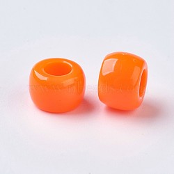 European Resin Large Hole Beads, Barrel, Dark Orange, 8x5~6mm, Hole: 4mm, about 2020pcs/500g(RESI-WH0002-06F)