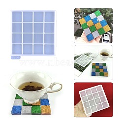DIY Mosaic Effect Square Cup Mat Silicone Molds, Resin Casting Molds, For UV Resin, Epoxy Resin Craft Making, White, 114x104x9mm(DIY-A034-24)