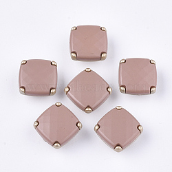 CCB Plastic Shank Buttons, with Acrylic, 1-Hole, Square, Pale Violet Red, 16x16x10mm, Hole: 2mm(BUTT-T003-10C)