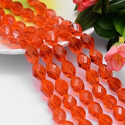Faceted Polyhedron Imitation Austrian Crystal Bead Strands, Grade AAA, Orange Red, 13x10mm, Hole: 0.9~1mm, about 30pcs/strand, 15.7 inch(G-M190-13x10mm-06A)