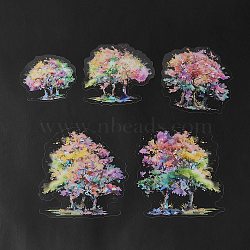 PET Tree Self Adhesive Decorative Stickers, Waterproof Glitter Decals for DIY Scrapbooking, Card Making, Colorful, 57~98x59~89x0.2mm(DIY-K069-01E)
