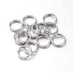 Eco-Friendly PVD Vacuum Plating & Long-Lasting Plated Brass Open Jump Rings, Platinum, 18 Gauge, 8x1mm, Inner Diameter: 6.4mm(X-KK-E663-8mm-P)