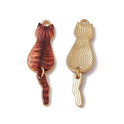 Rack Plating Alloy Enamel Pendants, Light Gold, Cat Charm, Colorful, 34x10x2mm, Hole: 1.5mm(ENAM-K050-01G)