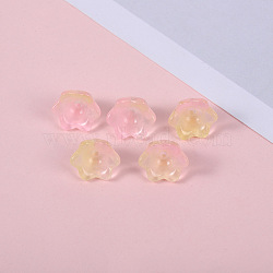 Glass Bead Caps, Flower, Pink, 12x7mm, Hole: 1.4mm(GLAA-TAC0024-10)