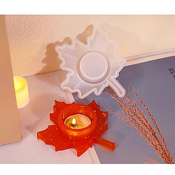 Candle Holder DIY Silicone Molds, Candlestick Molds, Resin Plaster Cement Casting Molds, Autumn Maple Leaf, 119x103.5x28mm, Hole: 39.5mm, Inner 113x97mm(SIL-F008-01B)