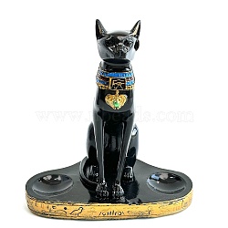 Resin Crystal Sphere Display Stands, Egyptian Cat Crystal Ball Holders, Black, 165x100x185mm(PW-WG0BF13-01)