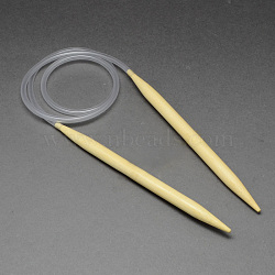 Rubber Wire Bamboo Circular Knitting Needles, More Size Available, Light Yellow, 780~800x6.0mm(TOOL-R056-6.0mm-01)