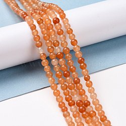 Natural Red Aventurine Bead Strands, Round, 4~4.5mm, Hole: 1mm, about 91~94pcs/strand, 14.9 inch(38cm)(G-G735-39-4mm)