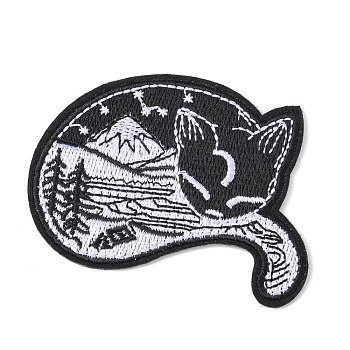 Computerized Embroidery Cloth Iron on/Sew on Patches, Costume Accessories, Cat, Black, 6.5x8cm