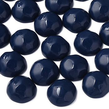 Opaque Acrylic Cabochons, Faceted, Half Round, Prussian Blue, 23x22x11mm, about 140pcs/500g