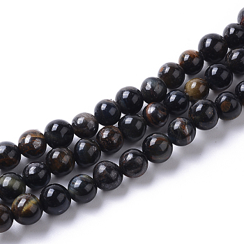 Grade AB Natural Blue Tiger Eye Beads Strands, Round, 6mm, Hole: 1.2mm, about 65pcs/strand, 15.16 inch(38.5cm)