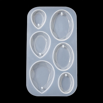 DIY Teardrop Pendant Silicone Molds, Resin Casting Molds, for UV Resin, Epoxy Resin Jewelry Making, White, 118x65x7mm, Hole: 2mm, Inner Diameter: 18~28.5x24~40mm