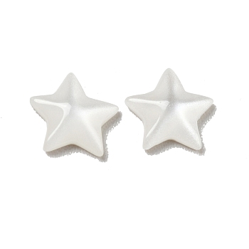 Resin Cabochons, Pearlized, Imitation Cat Eye, Star, Floral White, 6x6.5x2mm