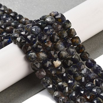 Natural Iolite Beads Strands, Faceted, Cube, 6~7x6~7x6~7mm, Hole: 0.8mm, about 62pcs/strand, 15.35 inch(39cm)